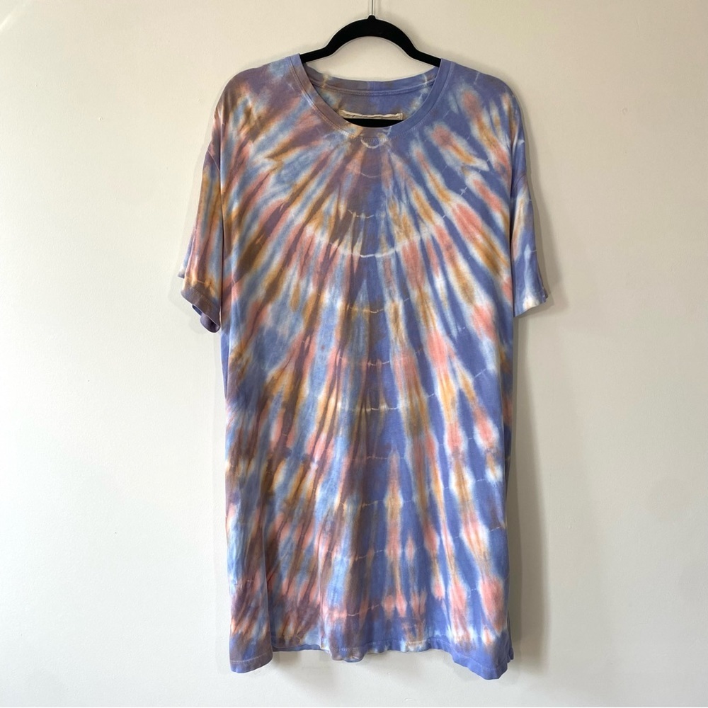 Raquel Allegra Tie Dye T-Shirt Short Sleeve Dress in Sunset 2